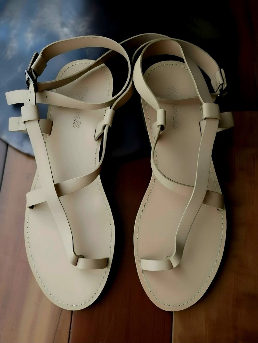 Madewell The Boardwalk Bare Sandals Tan Genuine Leather Toe Loop Strappy Size 11